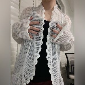 Beautiful white cottagecore/fairycore crochet cardigan